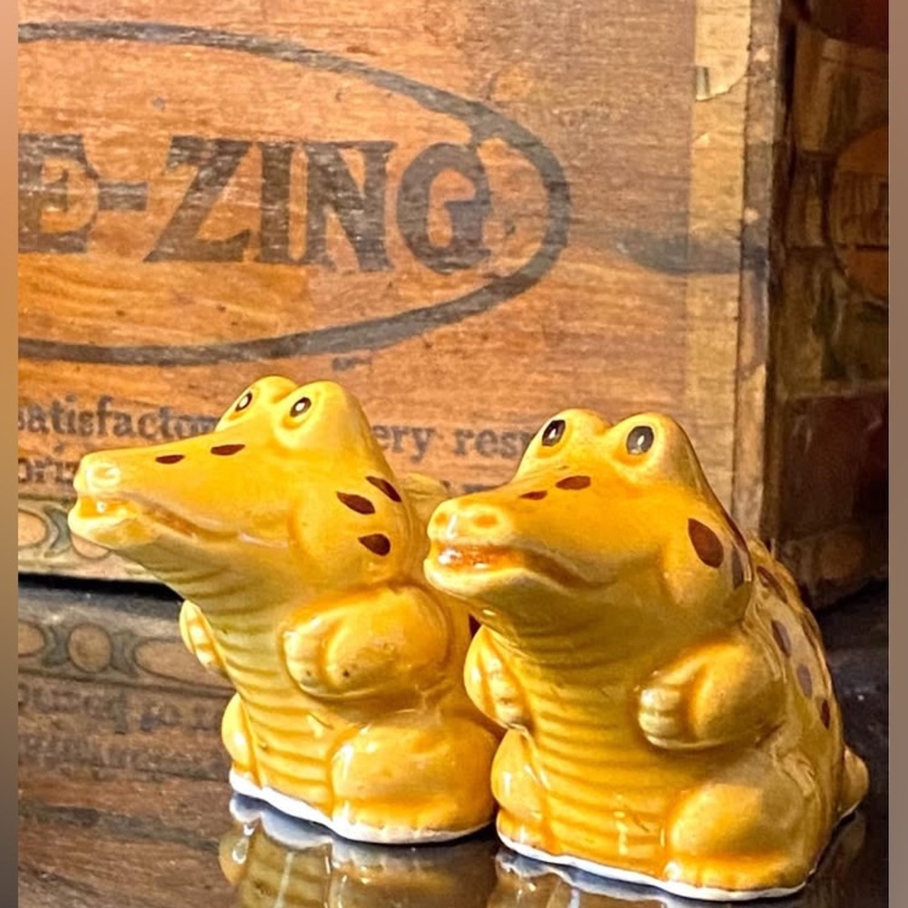 RARE Vintage 60’s Florida Alligator Salt and Pepper shakers by Sun-Glo Miami